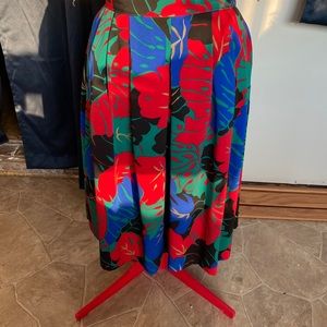 Vintage A-line blue, green, and red floral skirt.